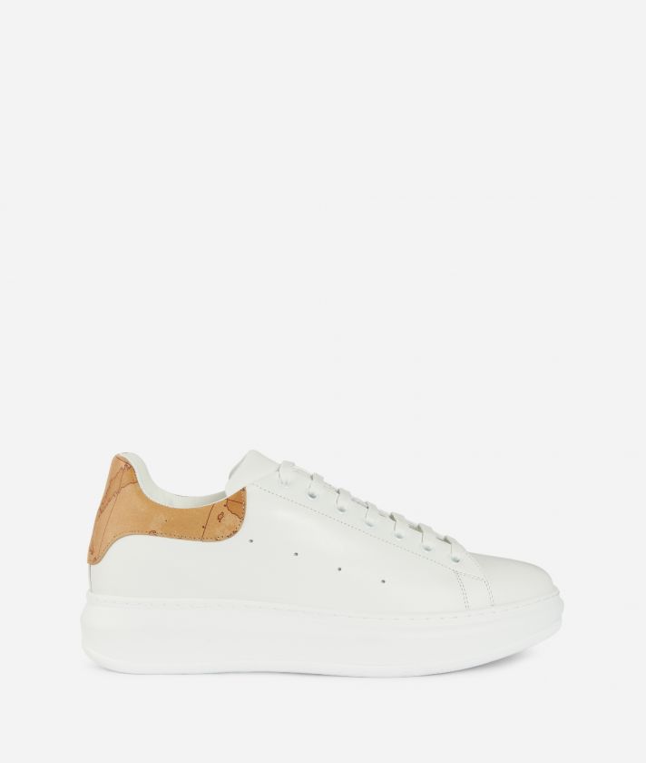 Sneakers in smooth leather and Geo Classic print napa leather White
