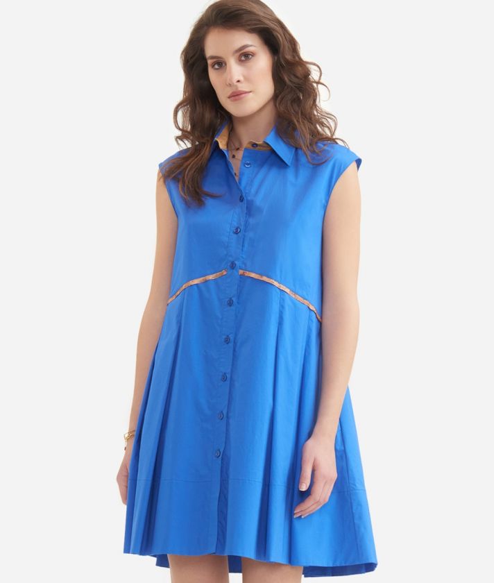 Dress with folds in poplin cotton Bluette