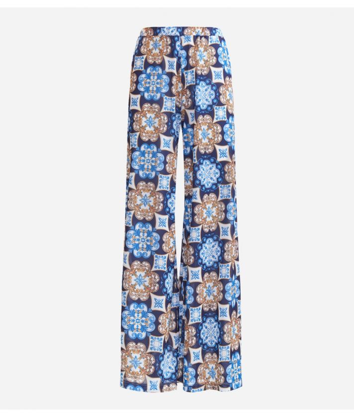 Palace trousers with Geo Capri print Tyrrhenian Blue