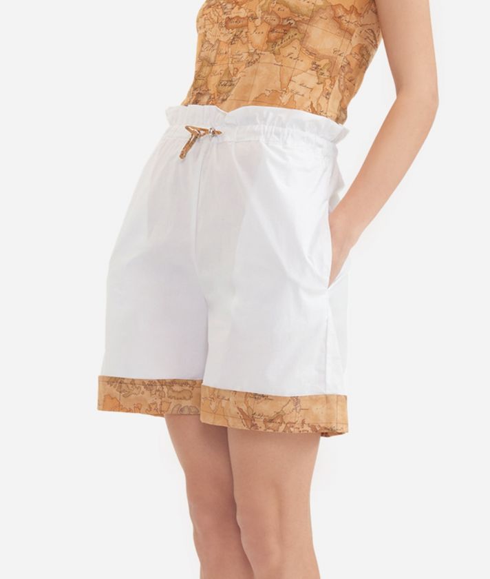 Crispy poplin cotton bermuda shorts White