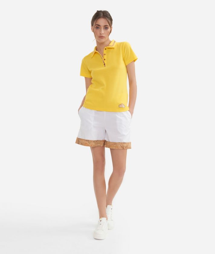 Pique cotton polo shirt with Geo detail Yellow Sun