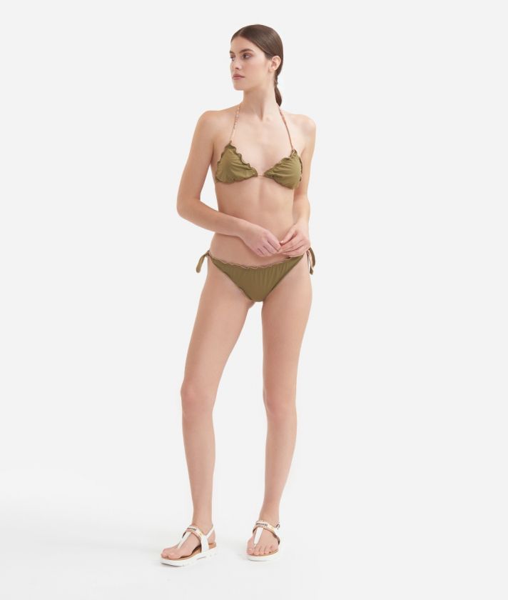 Triangle bikini with Geo Classic print profiles Olive Green