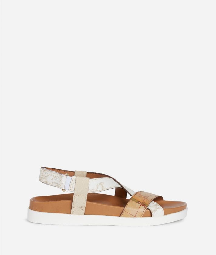 Geo Summer Mix sandals with cross detail White