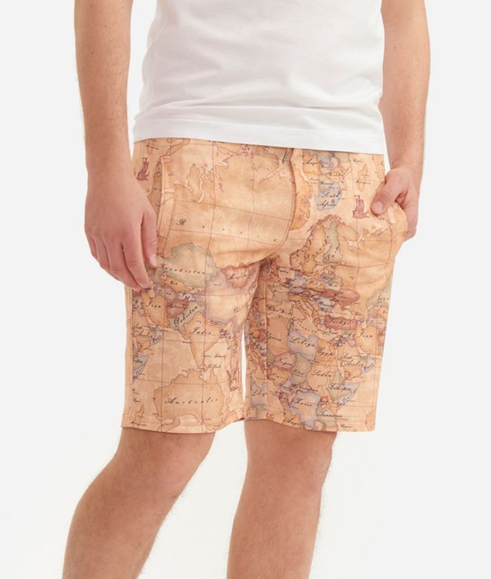 Bermuda shorts with drawsting closure in Geo Classic print