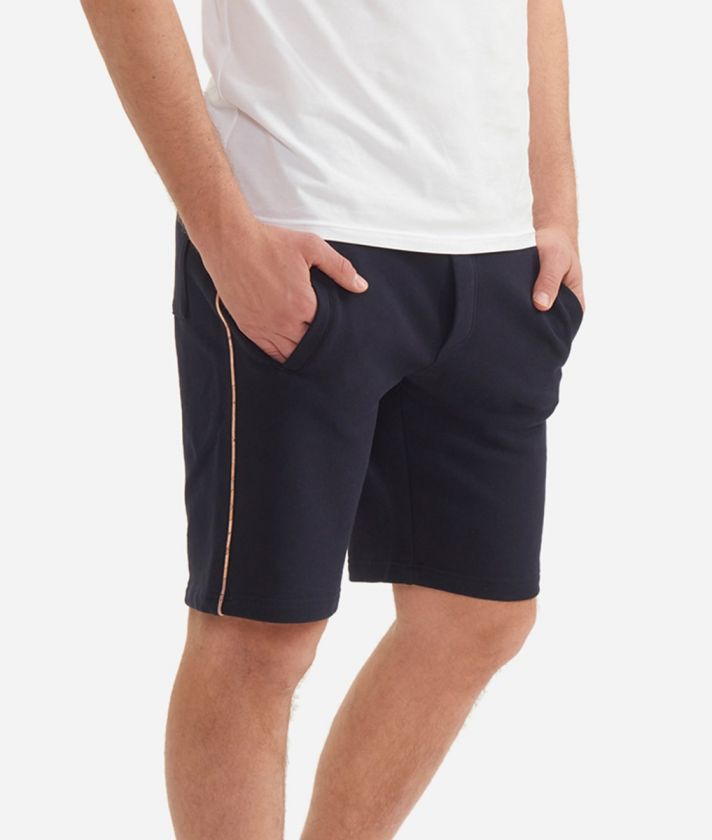Cotton bremuda shorts with coulisse Navy Blue