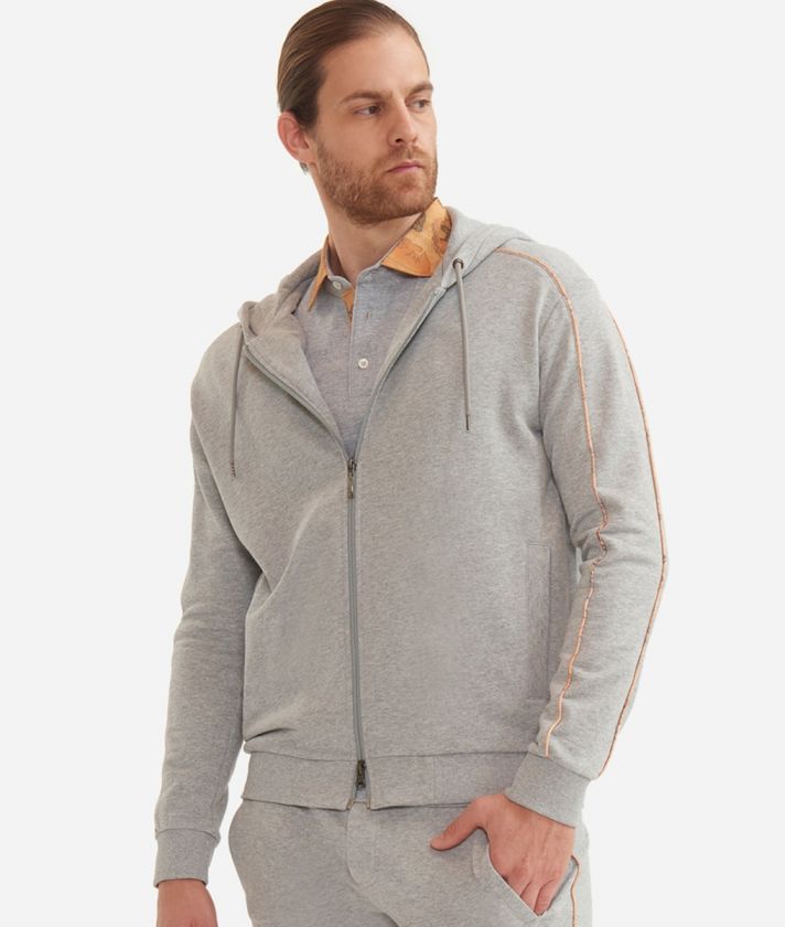 Pure cotton sweatshirt with hood Melange Gray