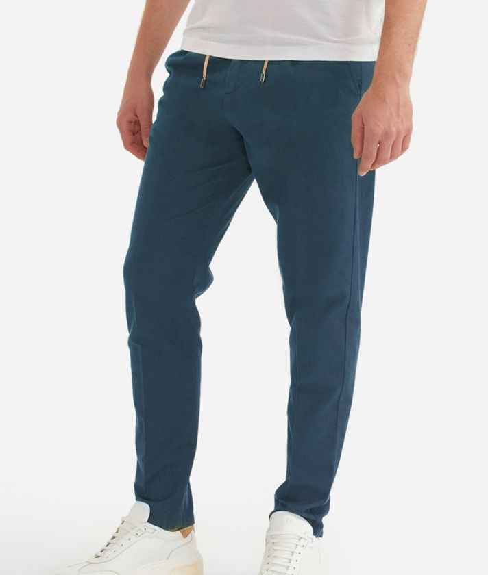 Baggy pants with drawsting closure Powder Blue