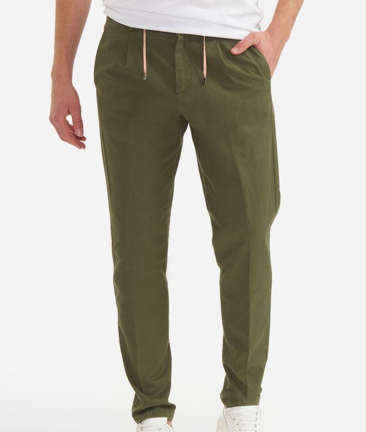 Baggy pants with drawsting closure Olive Green