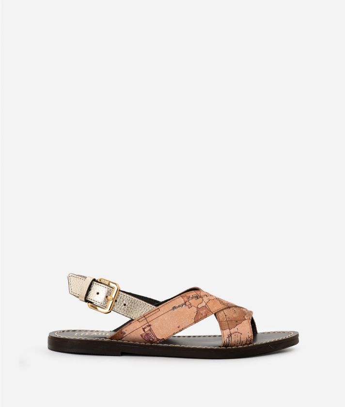 Positano sandals with Geo Classic print ribbon White
