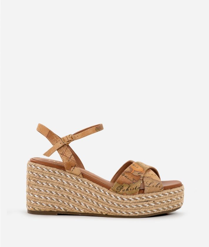 Wedge sandal with square toe Natural