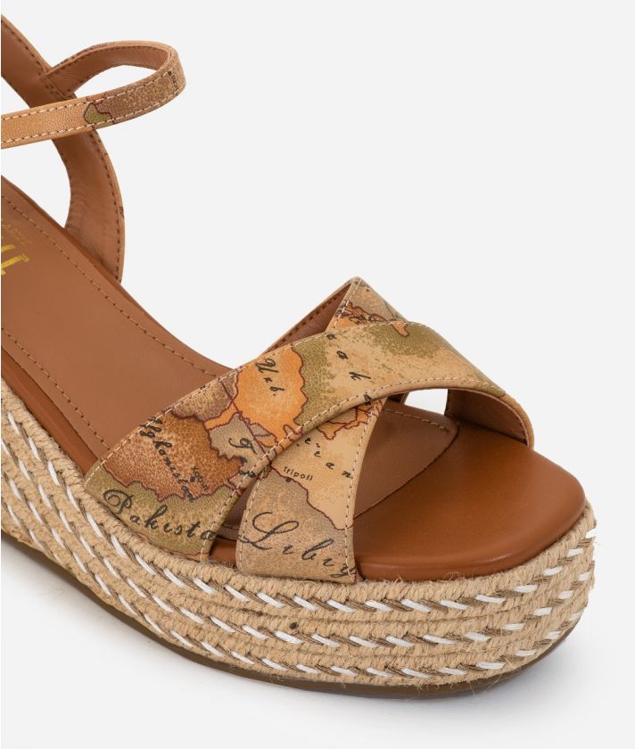 Wedge sandal with square toe Natural