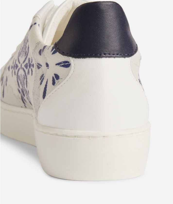 Eco-leather sneakers with Geo Capri print White
