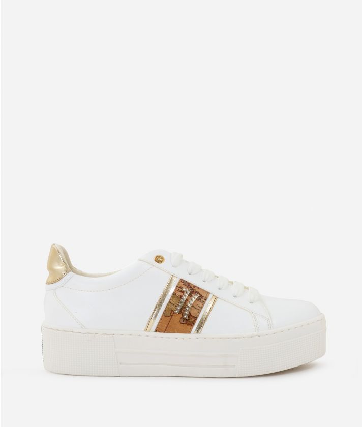 Eco-leather 1C sneakers with strass White