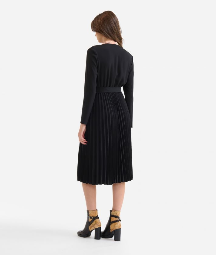 Winter cady dress with pleated skirt Black