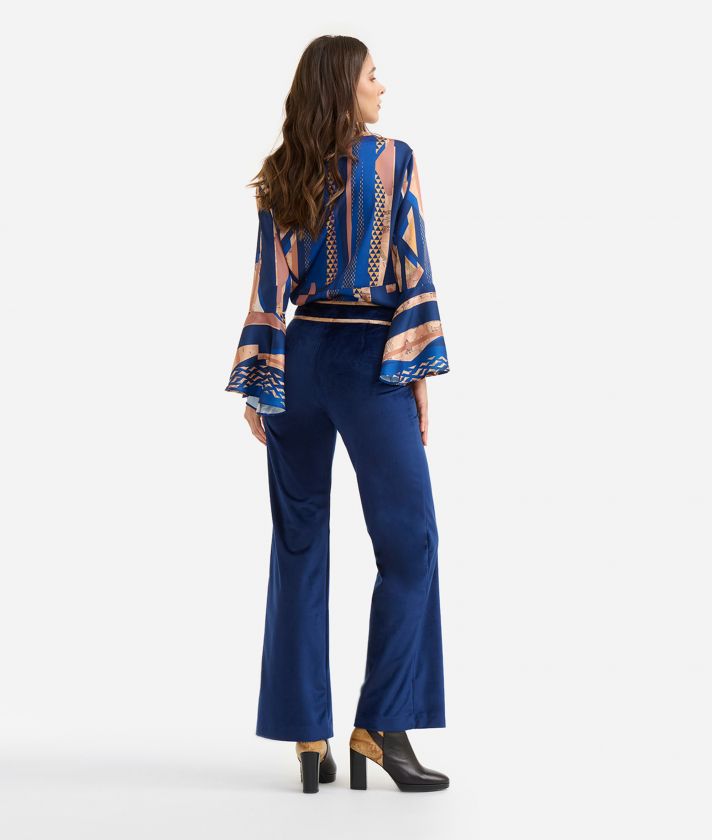 Velvet trousers with pockets Dark Blue