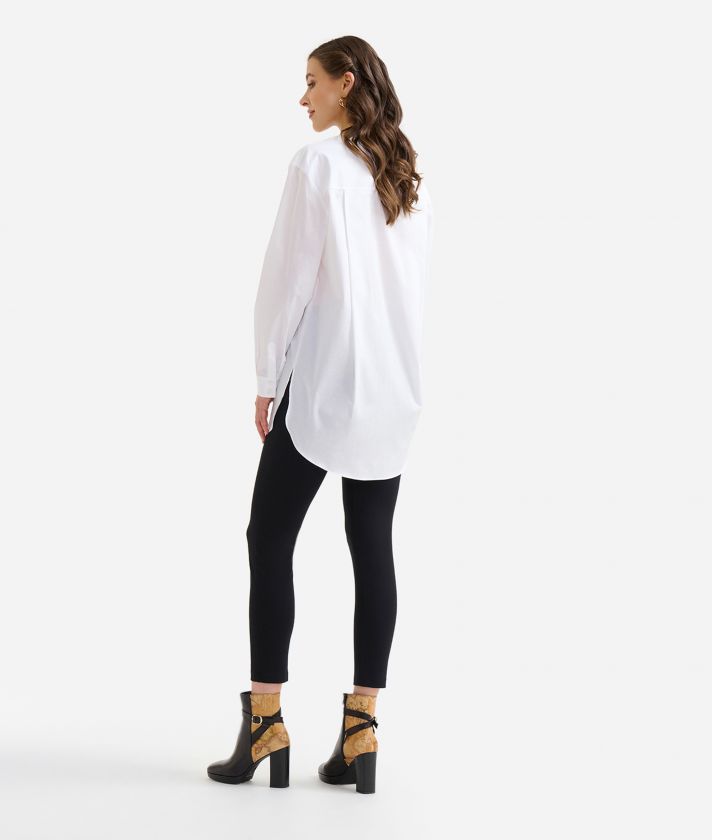 Stretch poplin cotton oversize shirt White