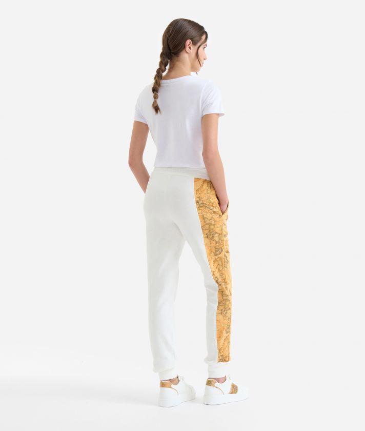 Bi-colour trousers in stretch fabric Ivory