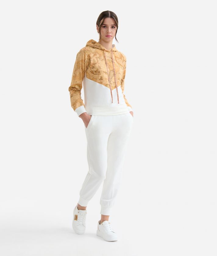 Trousers with Geo detail in stretch fabric Ivory 