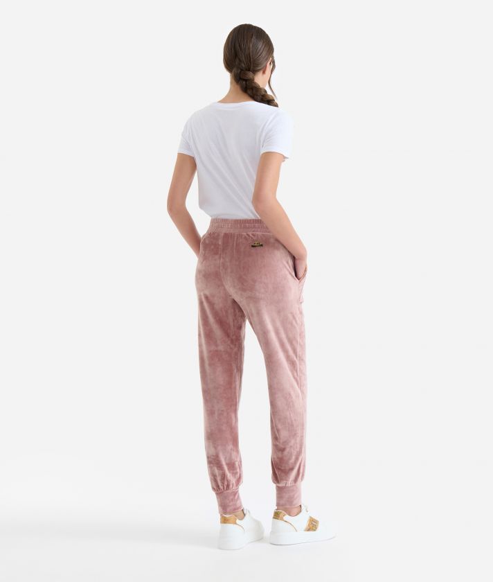 Pantaloni con profili Geo in felpa unita stretch Rosa Boreale