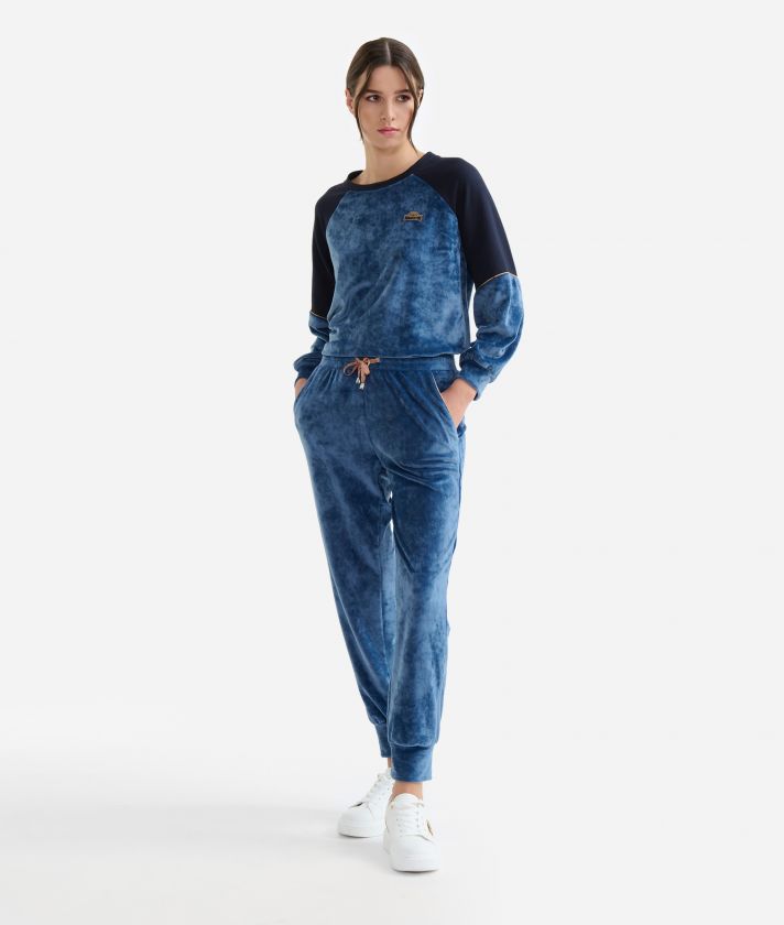 Trousers with Geo detail in stretch fabric Denim Blue
