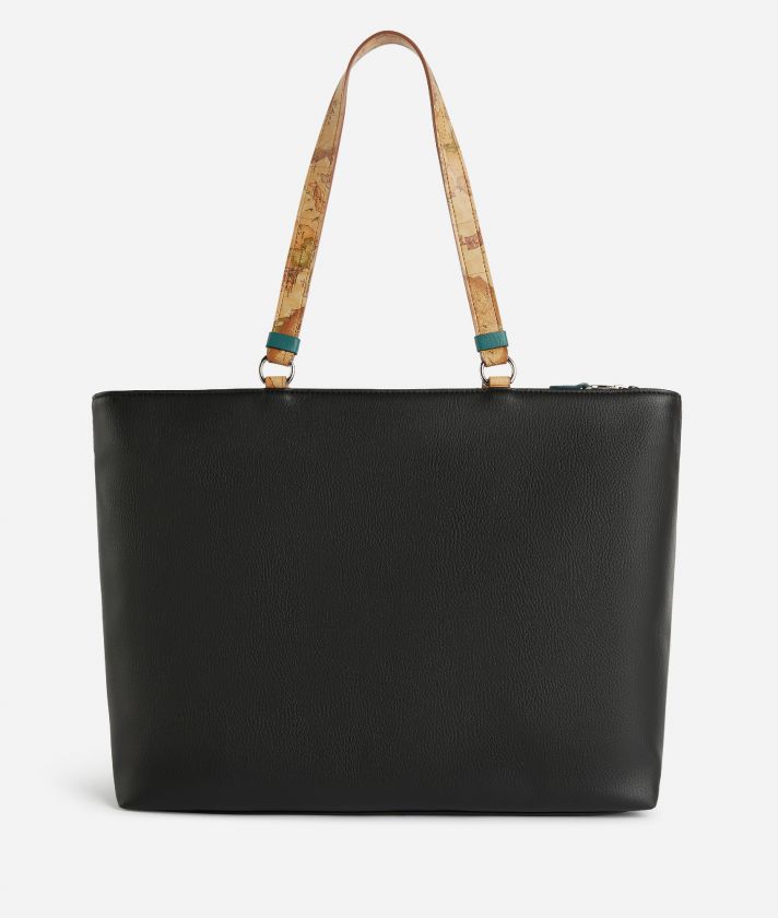 Shopper bag in grainy faux leather Black