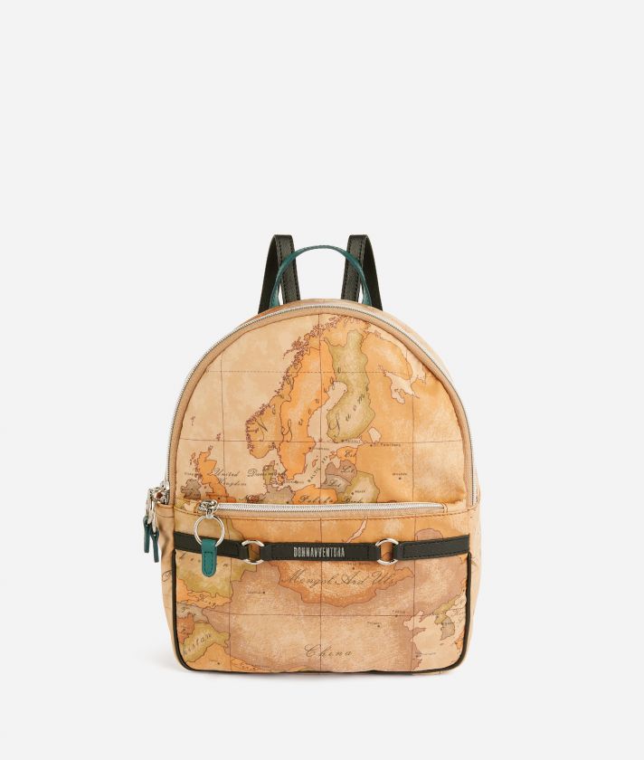 Soft fabric backpack with Geo Classic print Black