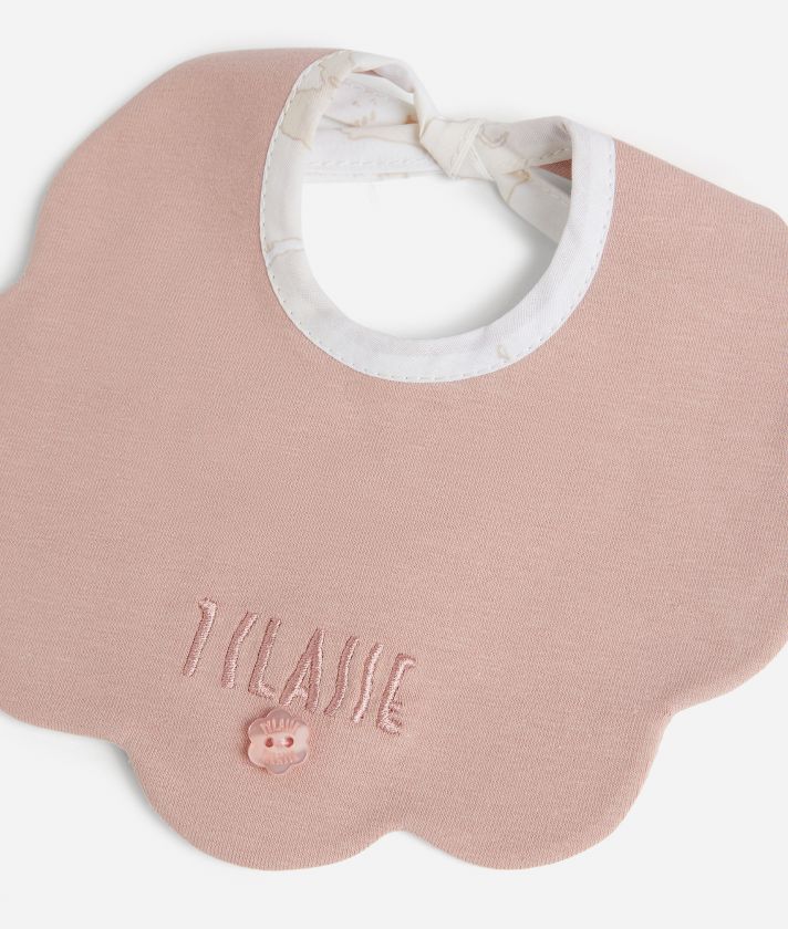 Cotton bib with bow detail Pink