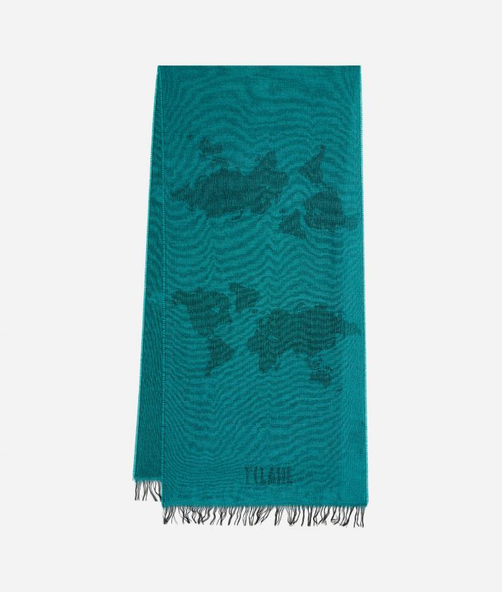 Geo Full fringe scarf 40 x 200 Emerald Green