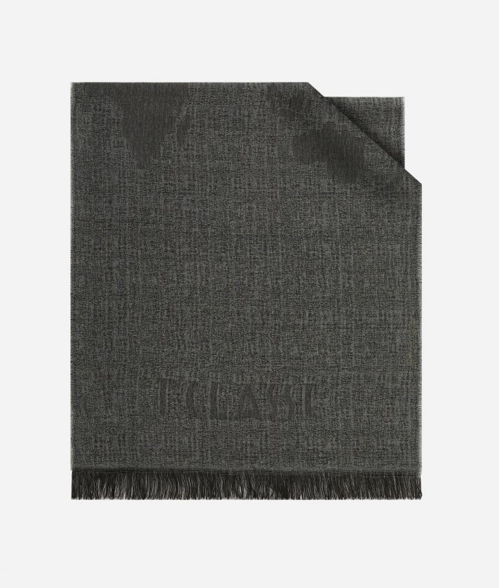 Geo Full wool blend scarf 40 x 190 Medium Grey
