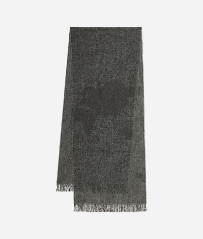 Geo Full wool blend scarf 40 x 190 Medium Grey