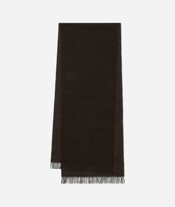 Geo Full wool blend scarf 40 x 190 Dark Brown