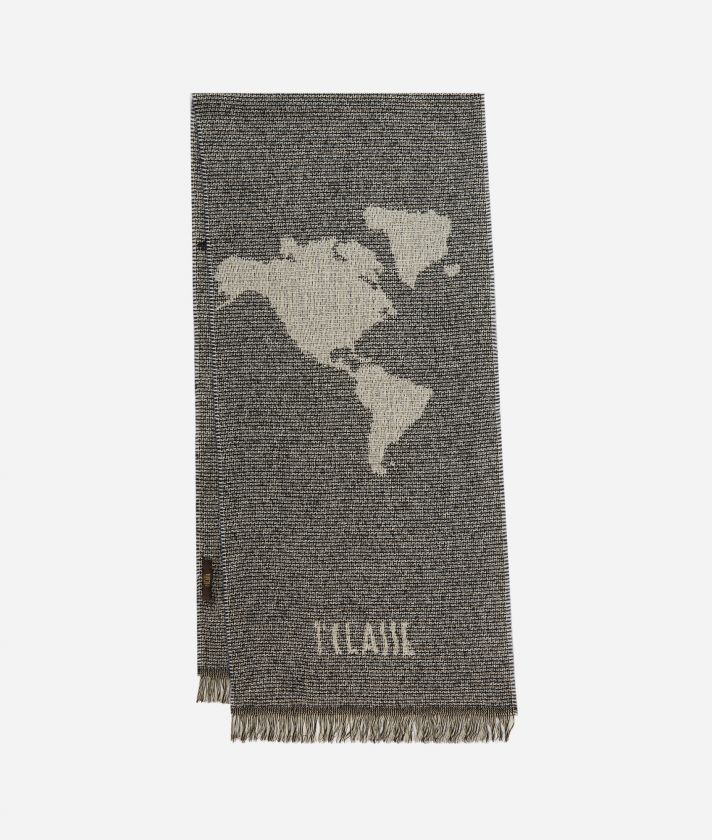 Geo Full cotton blend scarf 40 x 190 Black