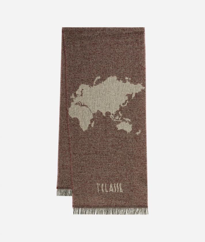 Geo Full cotton blend scarf 40 x 190 Cabernet