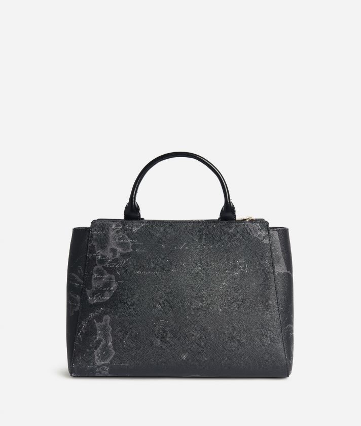 Geo Noir handbag with crossbody strap Black