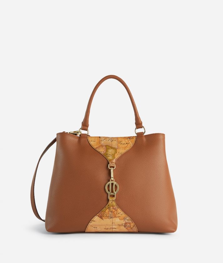 Upper East handbag with crossbody strap Chestnut
