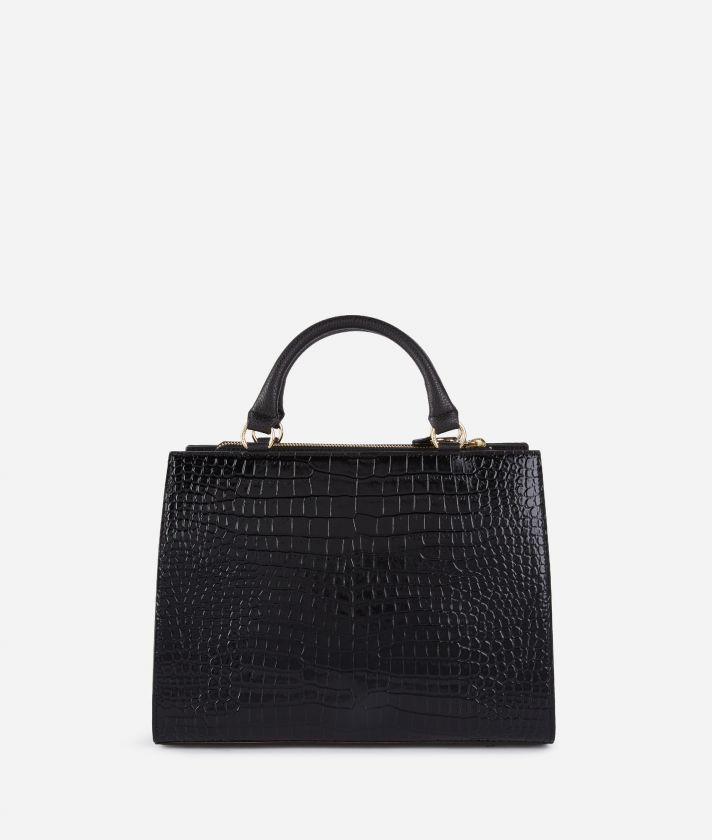 Millennium Bag handbag in mock-croc leather with shoulder strap Black