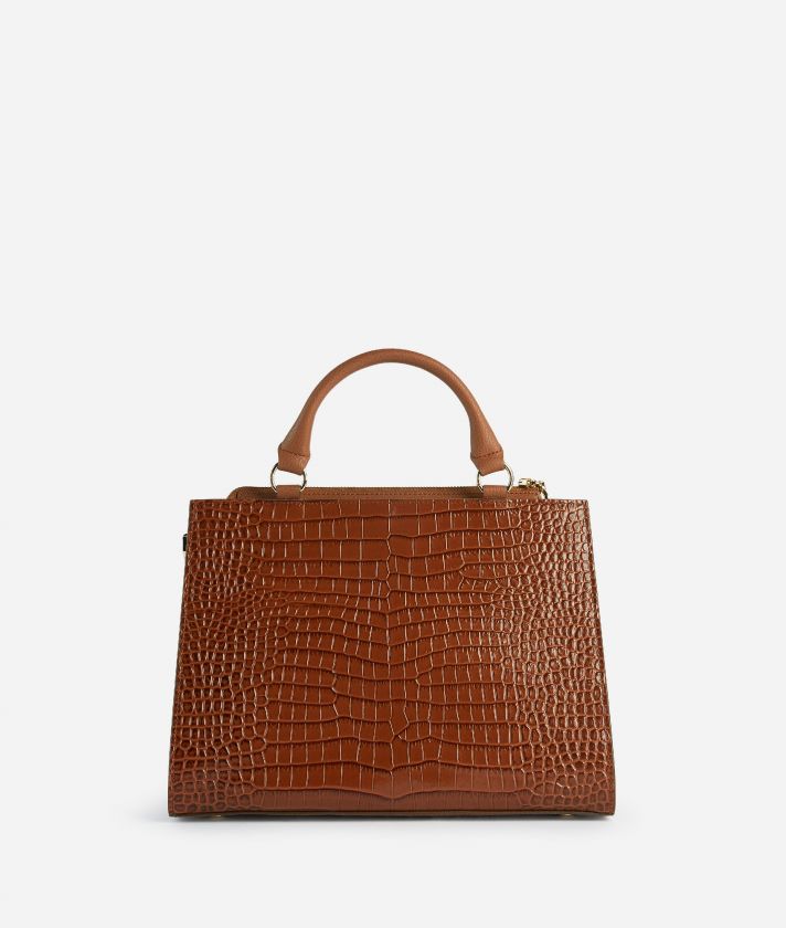 Millennium Bag handbag in mock-croc leather with shoulder strap Chestnut