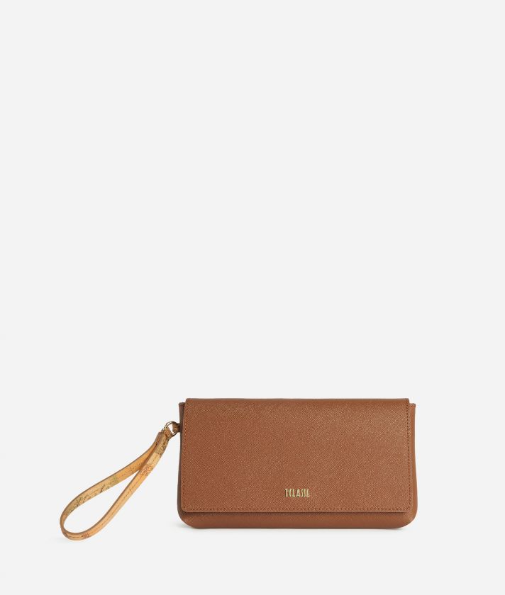Glam City flap pouch with wristlet Chestnut