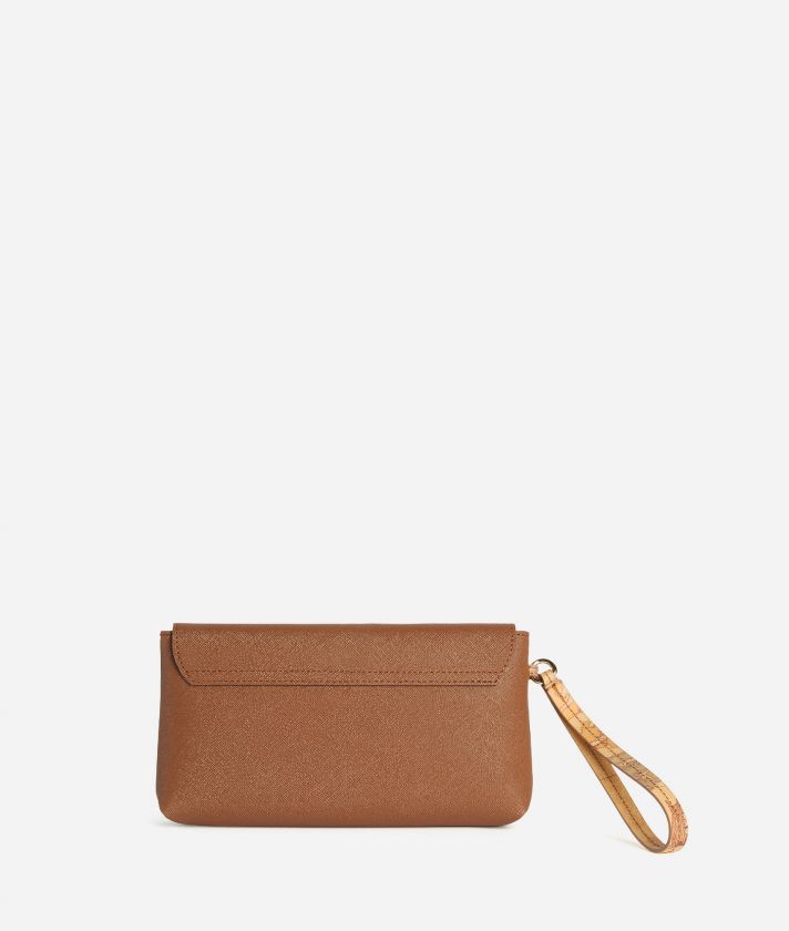 Glam City flap pouch with wristlet Chestnut