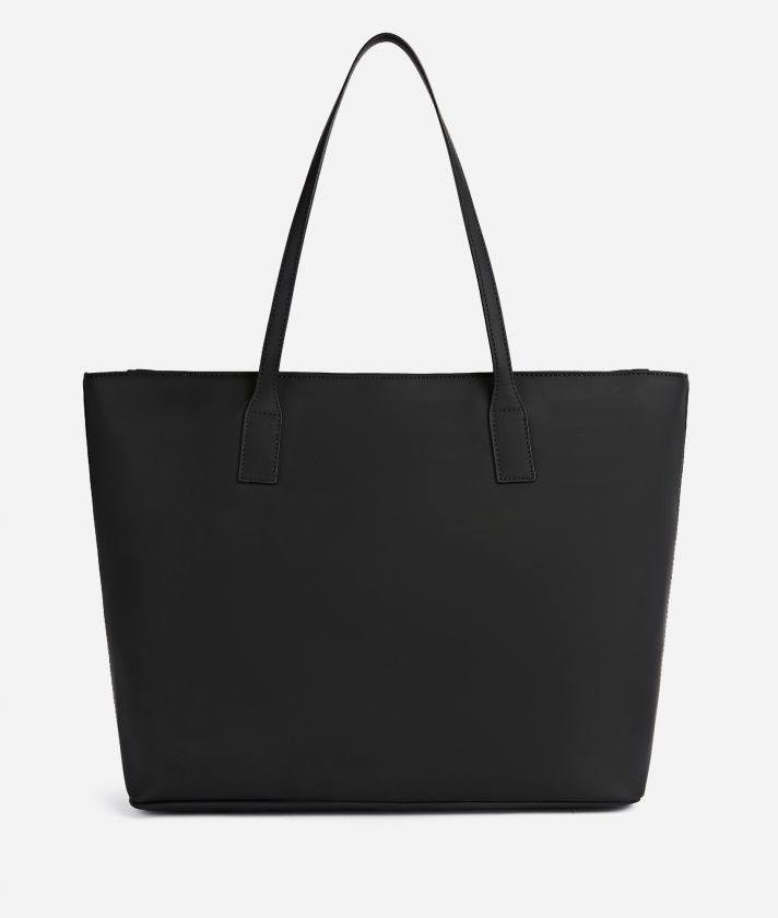 Geo Joy rubberised fabric shopper bag Black