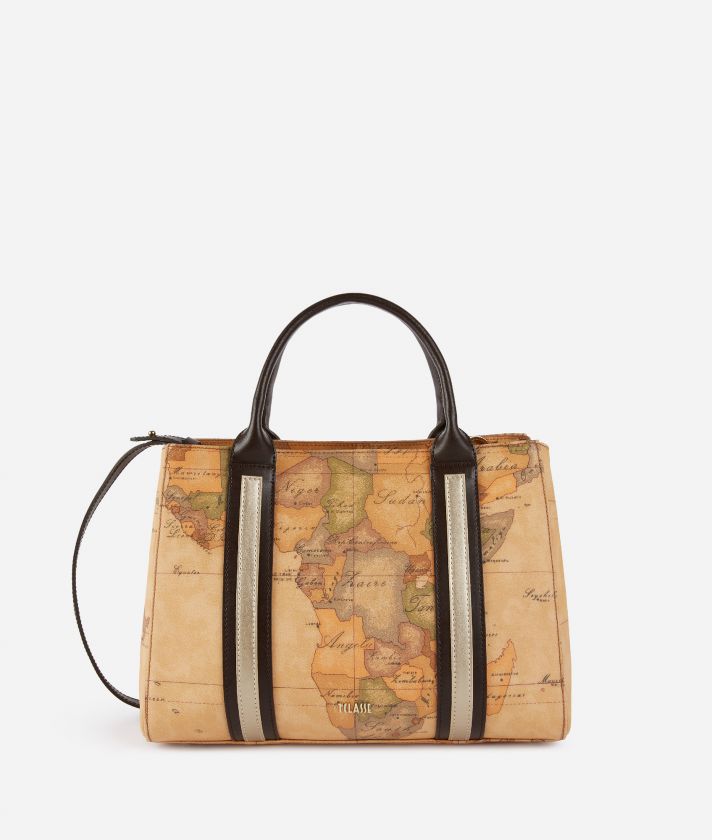 Geo Golden Flash handbag with shoulder strap Natural