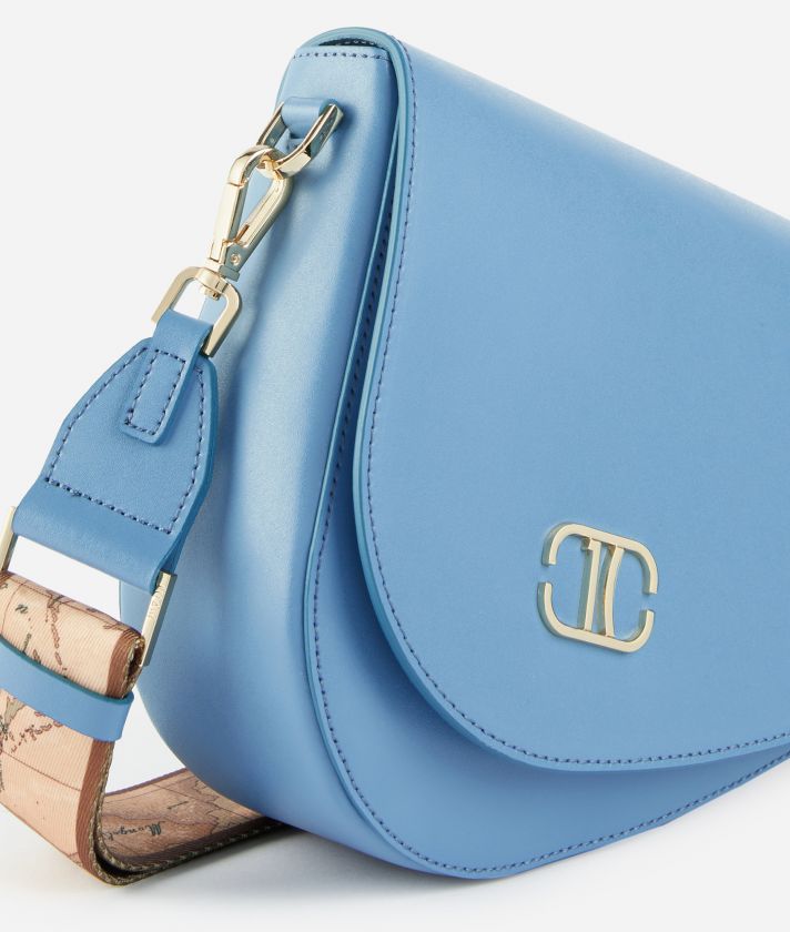 Geo Winter Dream saddle crossbody bag with flap Air Force Blue
