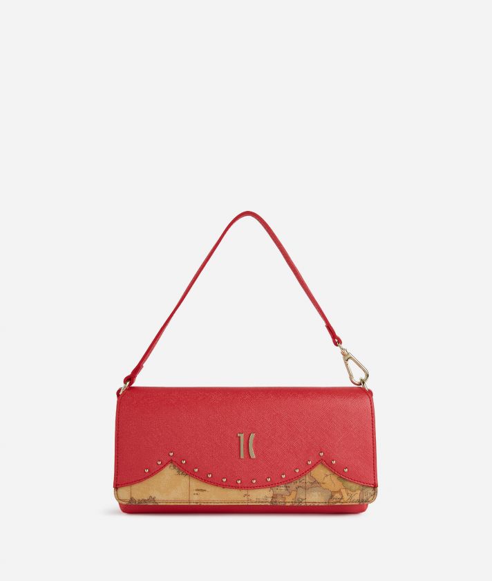 City Lights saffiano fabric flap pouch Pearly Red