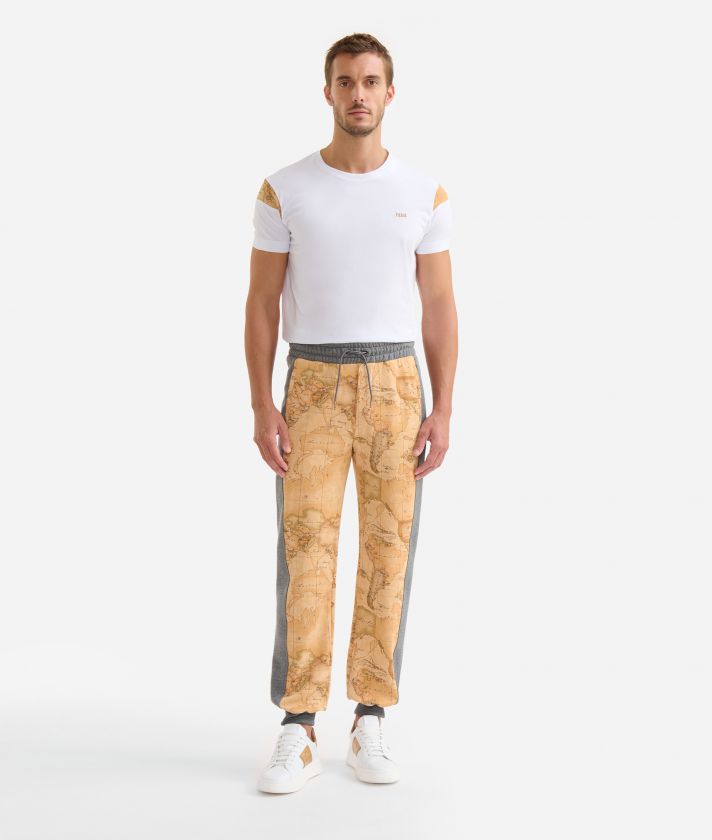 Cotton blend trousers with drawstring Natural