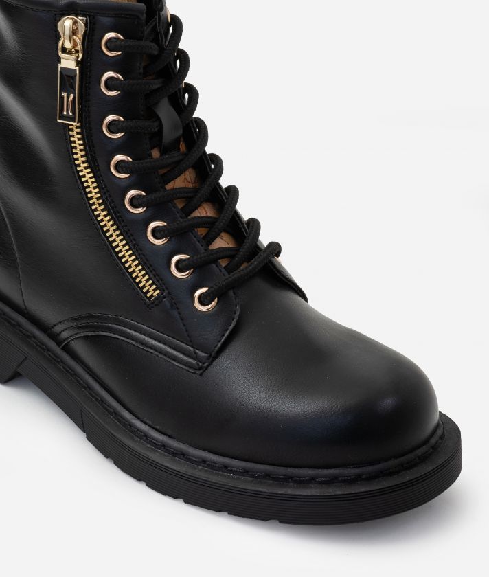 Smooth fabric boots with logoed pull detail Black