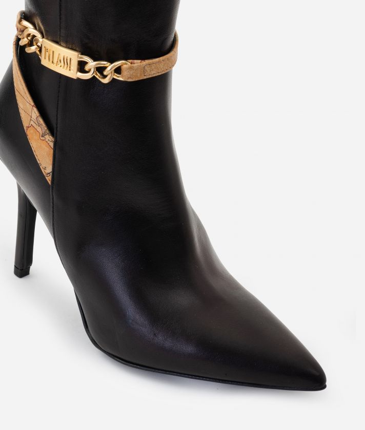 Smooth nappa leather ankle boots with side clamp Black
