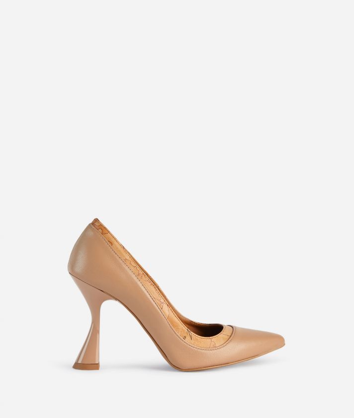 Smooth nappa leather pumps Nude