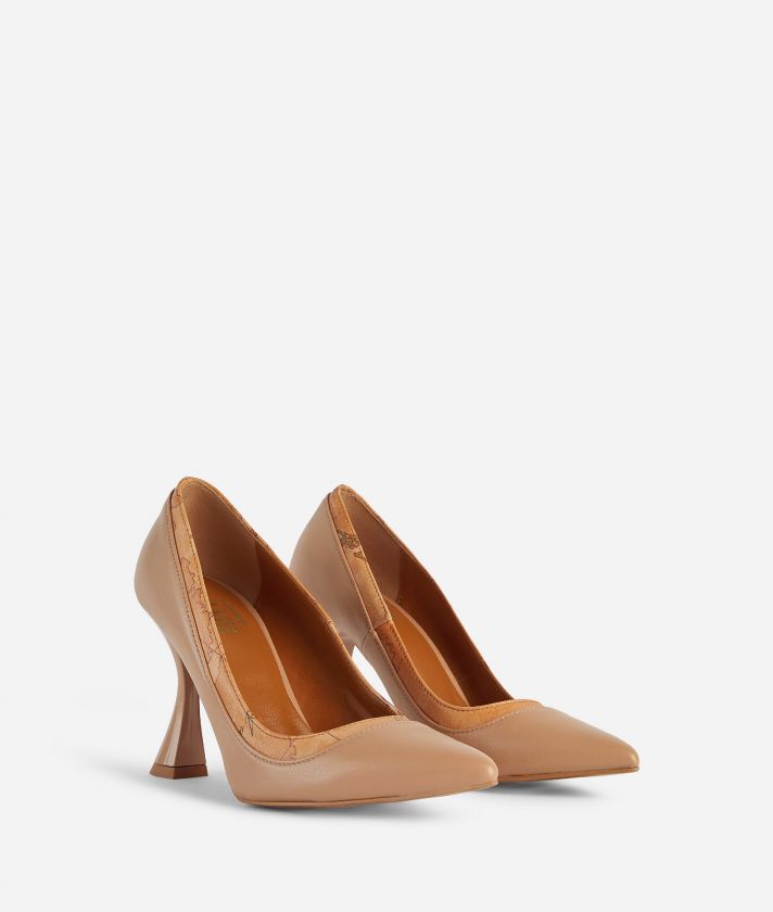 Smooth nappa leather pumps Nude