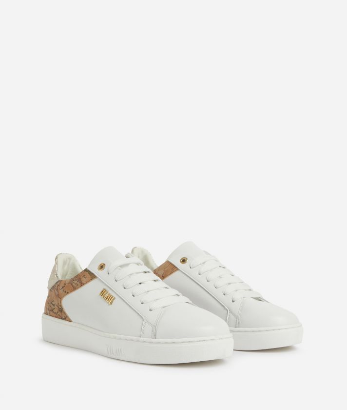 Smooth leather sneakers with lettering detail White