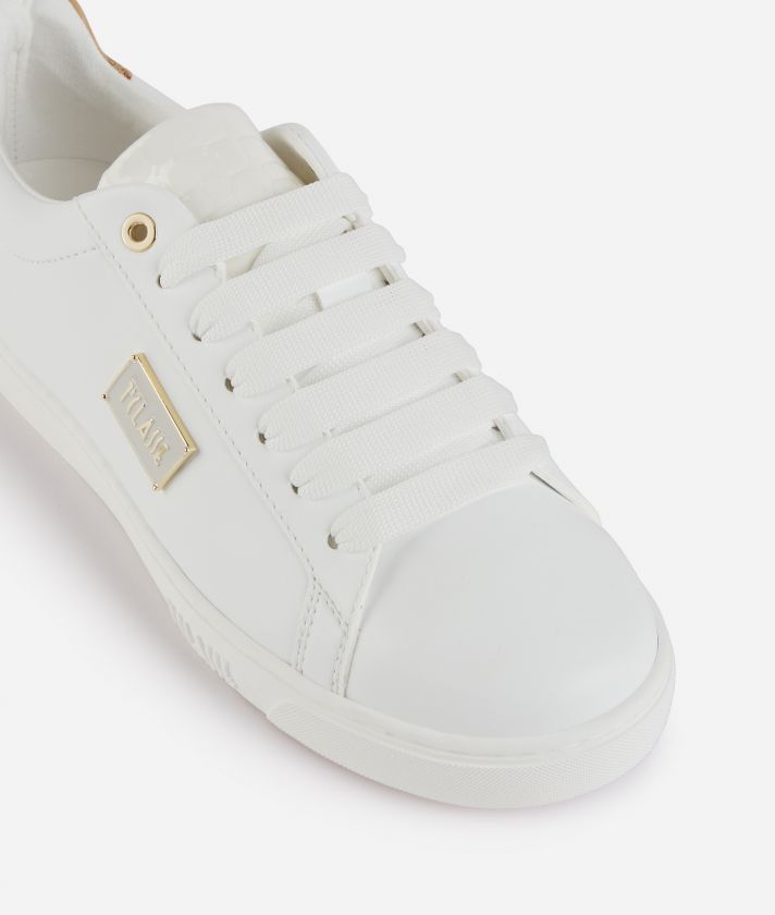 Faux nappa leather sneakers with logo plaque White
